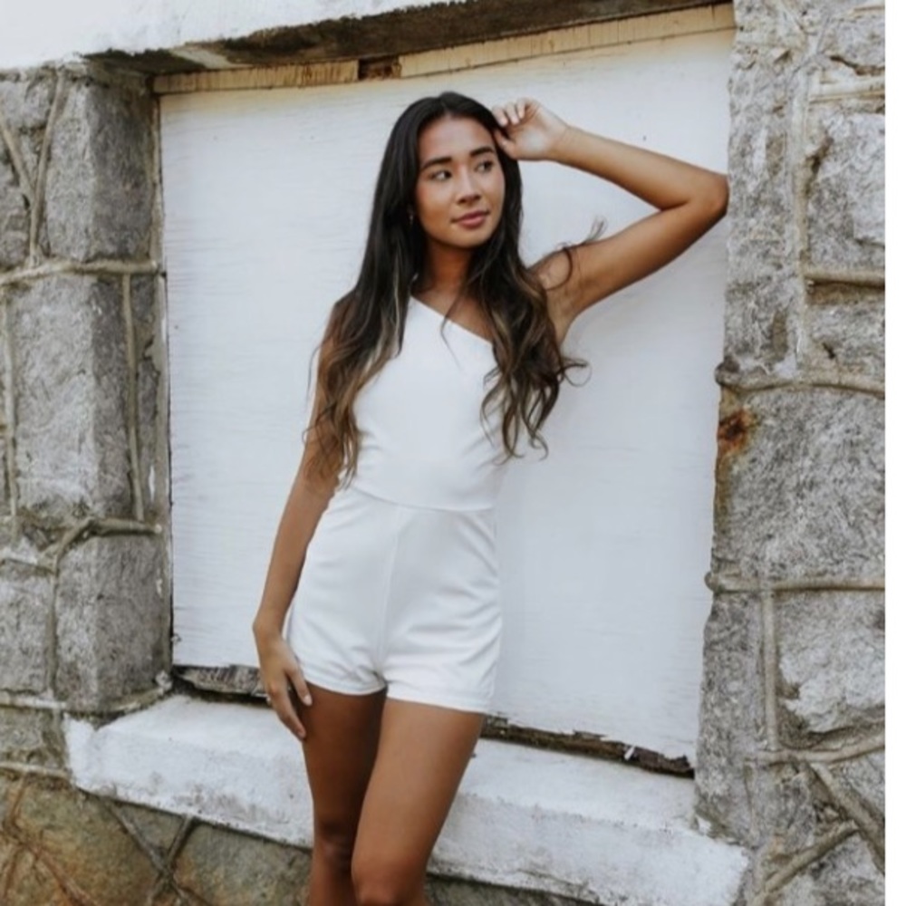 White one shoulder romper